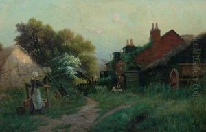 Drawing Water In The Early Morning From A Well In The
Farmyard by Sidney Pike