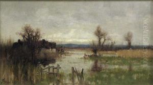 A River Landscape With Buildings