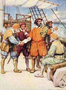 Magellan consults with his navigators by Arthur A. Dixon