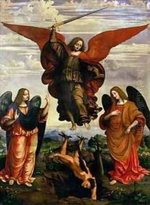 The Archangels triumphing over Lucifer by Marco D'Oggiono
