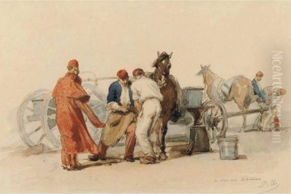 Men Shoeing Horses - view 1