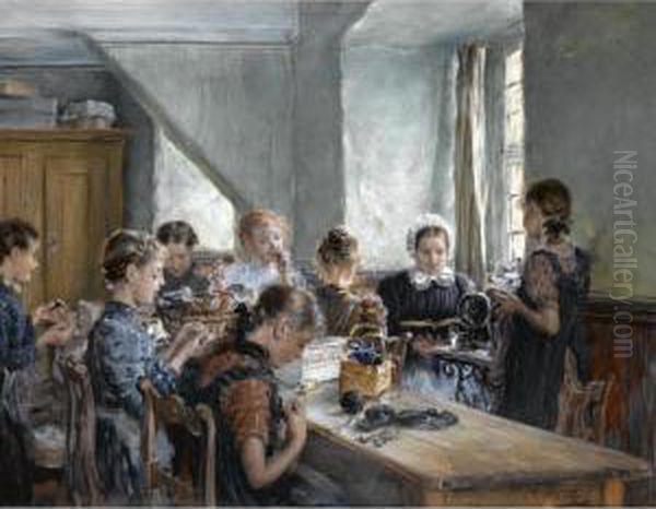 Die Nahstunde (the Sewing Class) by Otto Piltz