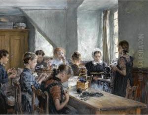 Die Nahstunde (the Sewing Class) by Otto Piltz