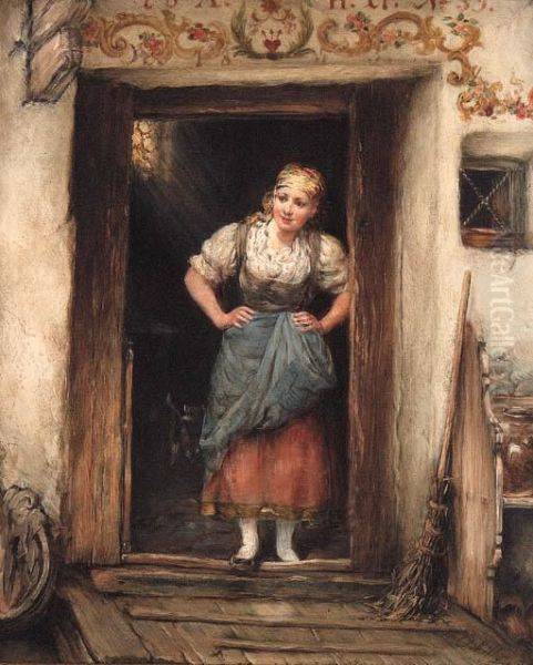 A Young Maid In A Doorway - view 1