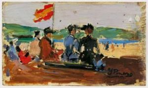 Sur Une Plage Espagnole by Ignacio Pinazo Camarlench