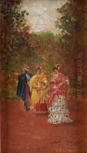 Galanteo En El Parque by Ignacio Pinazo Camarlench