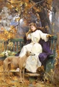 Jeune Femme Pensive Au Levrier