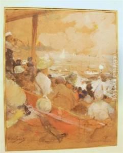Personnages - Regate Sur Le Lac by Auguste Emile Pinchart