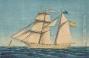 The Spanish Brigantine Aurora In Coastal Waters by Jose Pineda Guerra
