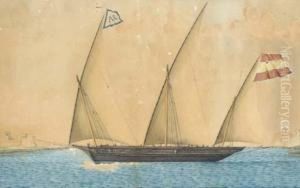 The Spanish Xebec Jabal At The Entrance To A Harbour, Possibly Portmahon
