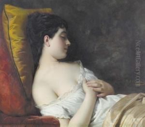 "schlafende Frau". by Louis-Emile Pinel De Grandchamp