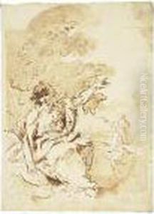 Saint John The Baptist Pointing To Christ In Thewilderness by Paolo Girolamo Piola