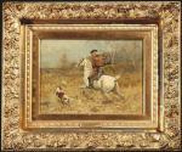 Piotrowski, Antoni. Autumnal Landscape With A Foxhunter On Horseback - view 1