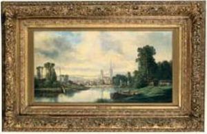 Ville Et Sa Cathedrale Au Tournant D'un Fleuve