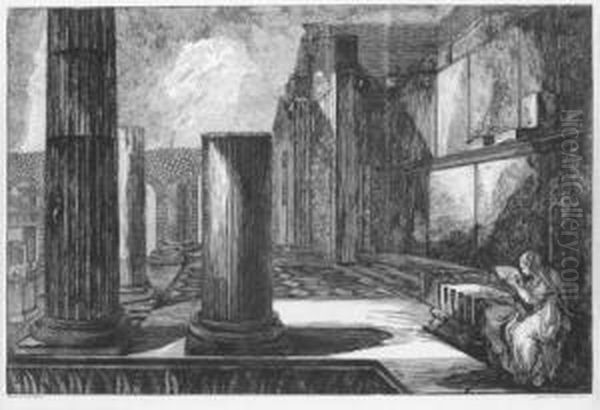 Tempelansicht Mit Saulen Und Mosaikfusboden In Pompej - view 1