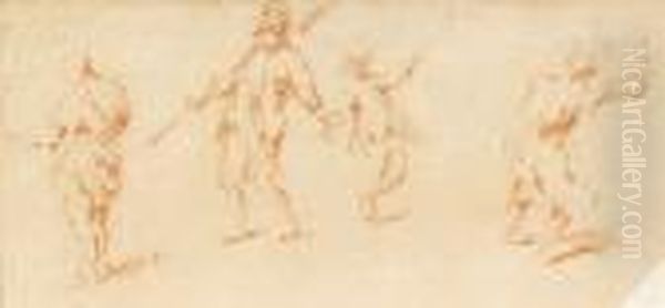 Etudes De Quatre Personnages En Pied - view 1