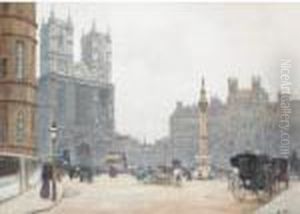 A Busy Square In London by Alberto Pisa