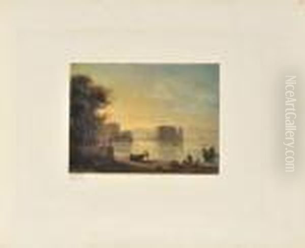 Pecheurs Devant Le Castel Dell Ovo A Naples - view 1