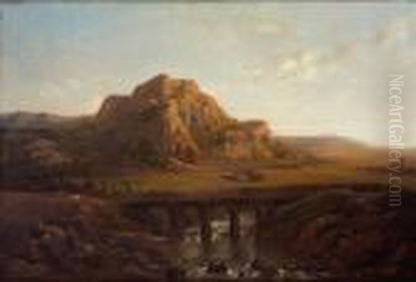 Paesaggio Con Montagne, Acquedotto E Viandanti - view 1