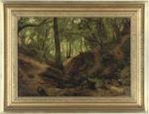 A Shaded Spot; And A Woodland Pool by Anthonie Sminck Pitloo