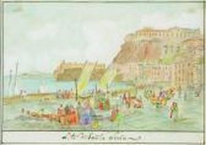 La Strada Di S. Lucia by Anthonie Sminck Pitloo