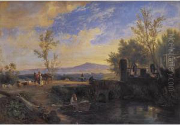 Peasants And Animals In A Landscape In Naples - view 1