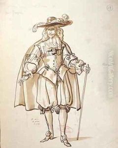 Costume design for an 1847 production of Don Juan by Achille-Jacques-Jean-Marie Deveria