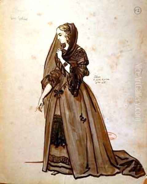 Costume design for the role of Dona Elvire in an 1847 production of Don Juan - view 1