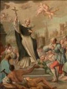 Saint Ignatius Of Loyola Healing The Possessed by Giovanni Battista Pittoni the younger