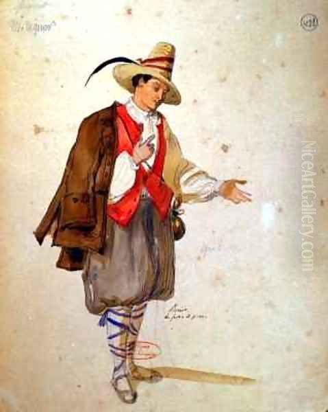Costume design for the role of Pierrot in an 1847 production of Don Juan - view 1