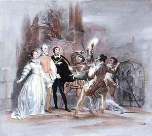 Scene from The Huguenots 1836 by Giacomo Meyerbeer 1791-1864 by Achille-Jacques-Jean-Marie Deveria