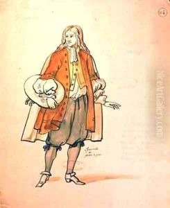 Costume design for an 1847 production of Don Juan 2 by Achille-Jacques-Jean-Marie Deveria