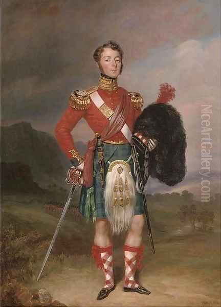 Portrait of Captain Robert Williamson Ramsay, small full-length, in the uniform of the 42nd Foot, the Black Watch, in a Highland landscape - view 1