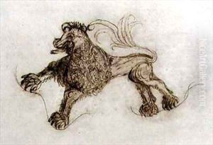 Grotesque of a Lion by Filippo (Il Napoletano) D'Angeli