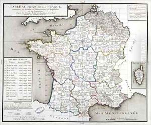 Map of France depicting the departmental divisions