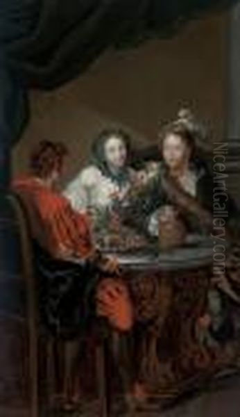 Elegant Company At A Table, In An Interior - view 1