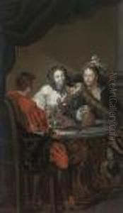 Elegant Company At A Table by Johann Georg Platzer
