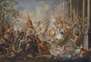 The Battle Of The Amazons by Johann Georg Platzer