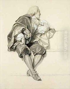 Study for the Portrait of Pierre Puget 1620-94 in the Hemicycle at the Ecole des Beaux Arts by Hippolyte (Paul) Delaroche