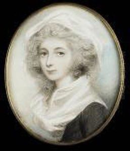 A Lady, Wearing Black Dress With White Fichu And White Veil In Her Powdered Hair by Andrew Plimer
