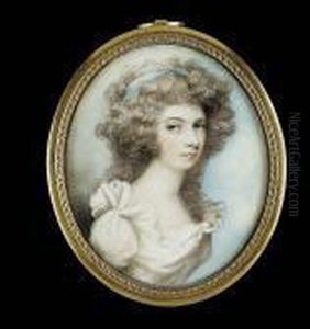 A Lady, Called Mrs Jenny Pigott,
 Wearing White Dress With Frilled Collar And Blue Bandeau In Her 
Powdered Hair
