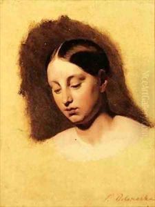 Study for the head of a young woman by Hippolyte (Paul) Delaroche
