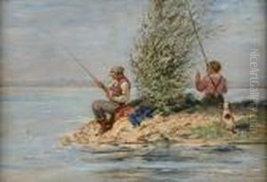 Angler Am Niederrhein. by Karl Pluckebaum