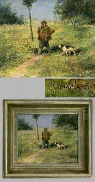 Jager Mit Hund Auf Einer Sommerwiese - view 1