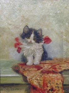 Junge Katze Mit Buntem Tuch by Meta Pluckebaum