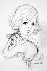 Madchen Mit Katze