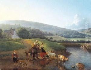 Heuvelachtig Landschap Bij Een Rivier by Andre Plumot