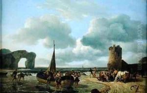 Coastal Scene by Jean Louis (Marnette) De Marne