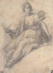 Fortitude Holding A Sword, Seated And Turning To The Right