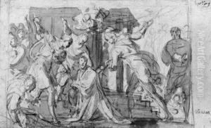 A Kneeling Saint Speared By Three Tormentors (recto Andverso)